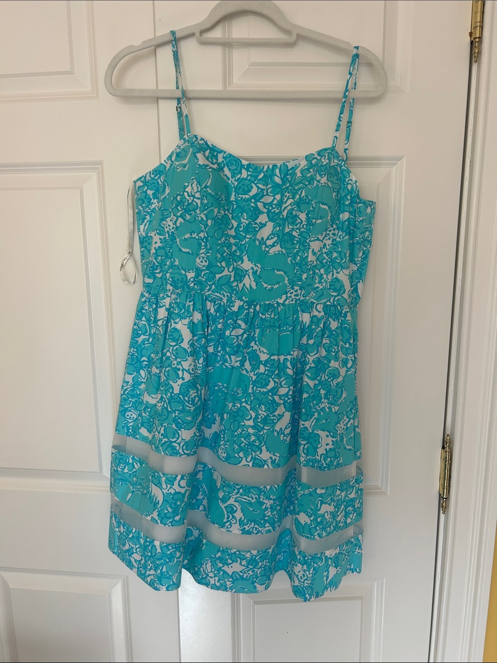 Lilly Pulitzer Teal Floral Spaghetti-Strap Mini Dress